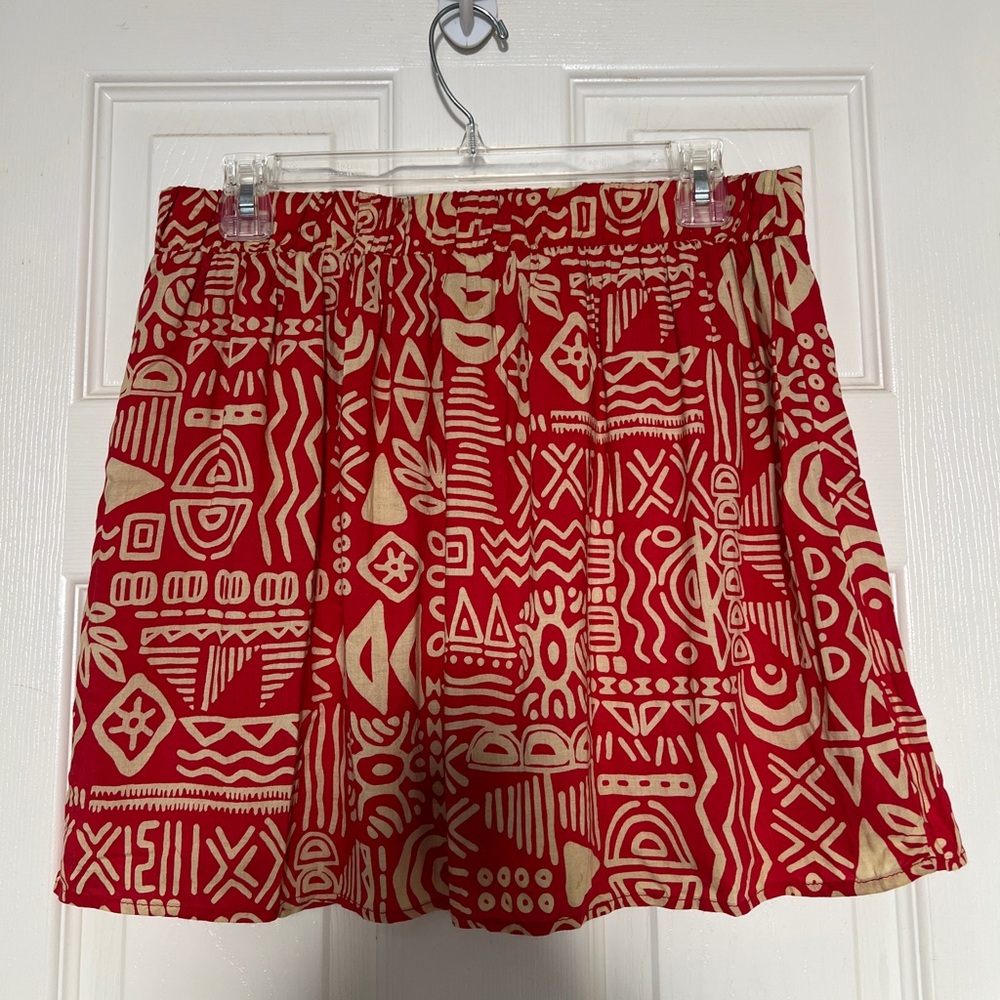 Forever 21 Red and Beige Printed Mini Skirt